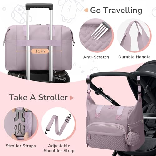 Tenot Diaper Bag Tote, Baby Bags with Pacifier Case Purper - color: Purper, size: Medium