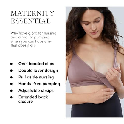 Ingrid & Isabel Basics Nursing & Pumping Bra - color: Mauve, size: Medium