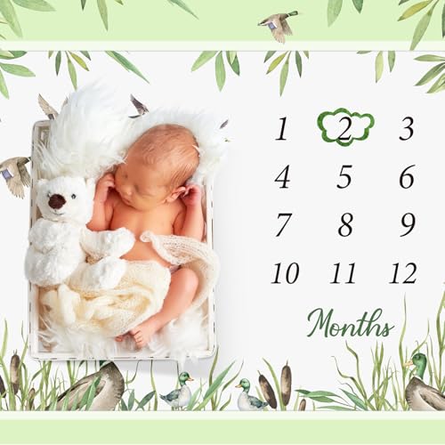 Preboun Mallard Duck Baby Monthly Milestone Blanket 40"x60", Felt Marker