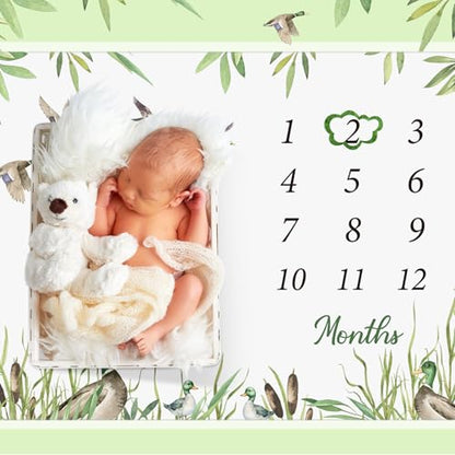 Preboun Mallard Duck Baby Monthly Milestone Blanket 40"x60", Felt Marker