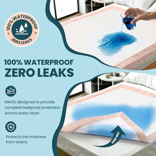 MKISS Extra Large Bed Pads with Adhesive Strips 40" x 36" 25 Count - size: 40"x36"-25Pcs(with Adhesive Stripes)