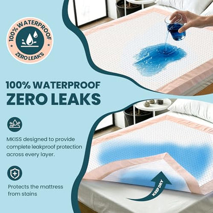 MKISS Extra Large Bed Pads with Adhesive Strips 40" x 36" 25 Count - size: 40"x36"-25Pcs(with Adhesive Stripes)