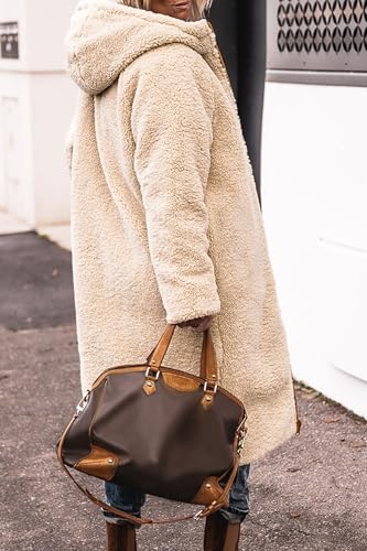 PRETTYGARDEN Women's Winter Fleece Warm Long Coats - color: Brown, size: Medium