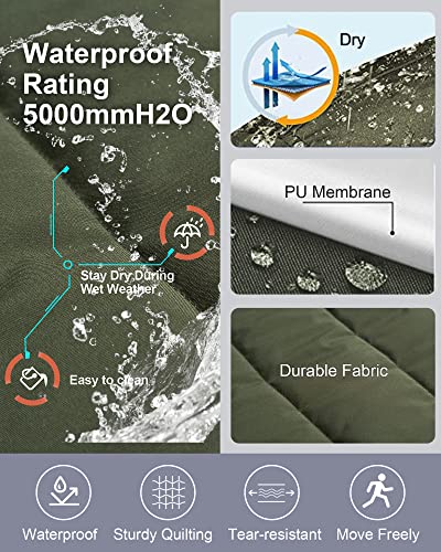 CREATMO US Women's Plus Size Warm Puffer Jacket Waterproof Fleece Lined Winter Coat with Removable Hood - color: Army Green, size: 2X