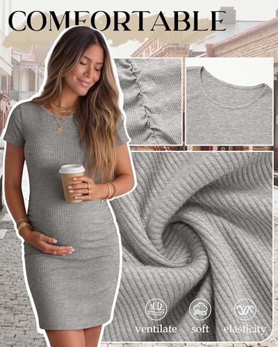 3 Pack Women's Cotton Maternity Dresses - color: Black, Light Mixed Gray, Dark Gray, size: X-Large