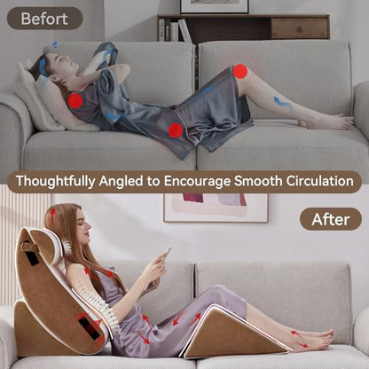 Negwoo 5PCS Wedge Pillow Set for After Surgery,Bed Wedge Pillow, Brown - color: Brown, size: 5 PCS-XL