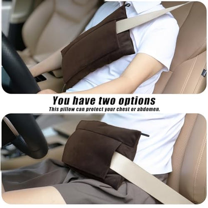 Post Surgery SeatBelt Pillow for Pregnancy Mastectomy Hysterectomy Recovery - color: Chocolate