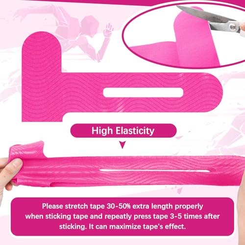 50 Pcs Precut Kinesiology Tape for Knees, Rose Red - color: Rose Red