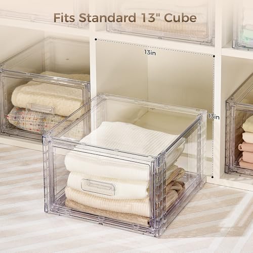Vtopmart 4 Pack Clear Stackable Closet Storage Drawers 15QT, Medium - color: clear