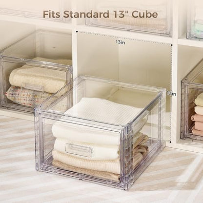 Vtopmart 4 Pack Clear Stackable Closet Storage Drawers 15QT, Medium - color: clear