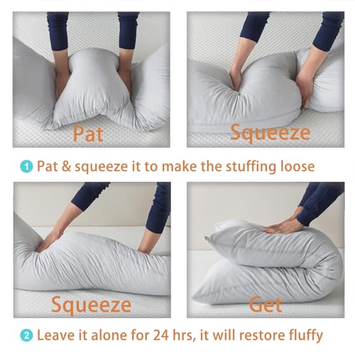 WhatsBedding Memory Foam Body Pillow with Cover, Long Bed Pillow for Adults - color: Light Grey