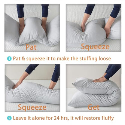 WhatsBedding Memory Foam Body Pillow with Cover, Long Bed Pillow for Adults - color: Light Grey