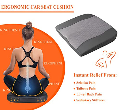 Lofty Aim Car Seat Cushion, Memory Foam Car Seat Cushions for Long Driving - color: Dark Grey
