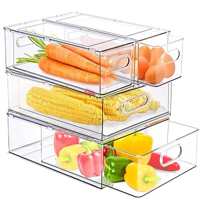4 Pack Refrigerator Organizer with Pull out Drawer for Refrigerator, Pantry - size: 2 Medium + 2 Extra Large