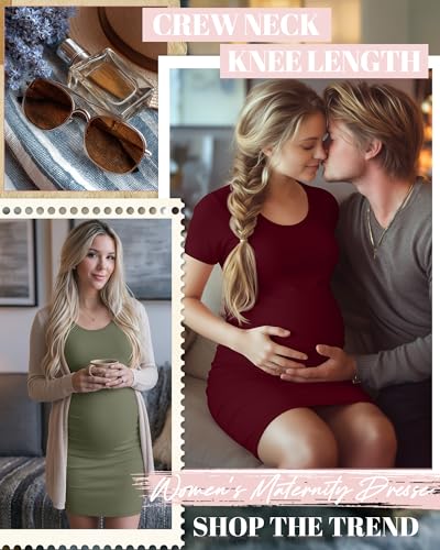 Riyiper 3 Pack Womens Maternity Short Sleeve Dresses - color: Black, Army Green, Burgundy, size: Medium