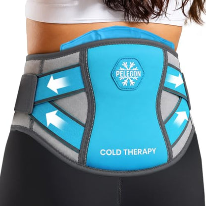 Pelegon Ice Pack for Back for Lower Back Pain Relief - Reusable Lower Back Ice Pack Wrap with Adjustable Brace - Cold Therapy Gel Pack for Sciatica, Coccyx, Herniated Disc and Recovery