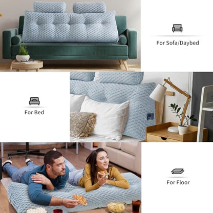 EUHAMS Headboard Pillow King with Neck Roll, Triangular Backrest Pillow - color: Blue, size: King