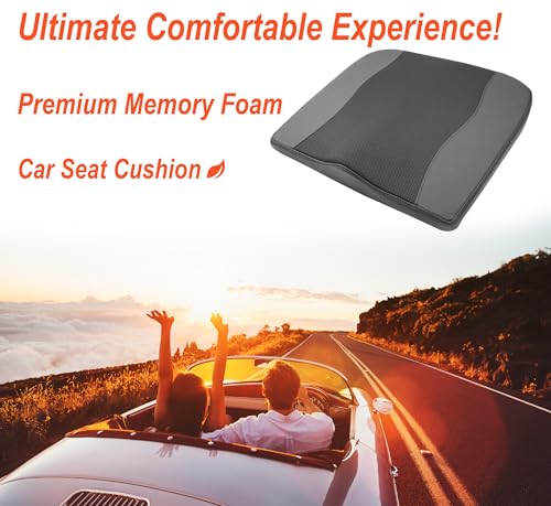 Lofty Aim Car Seat Cushion, Memory Foam Car Seat Cushions for Long Driving - color: Obsidian Speck Black