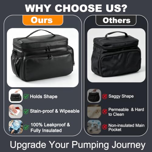 Uross Breast Pump Bag-Spectra S1/S2 Pumping Bag PU Leather Leakproof Cooler