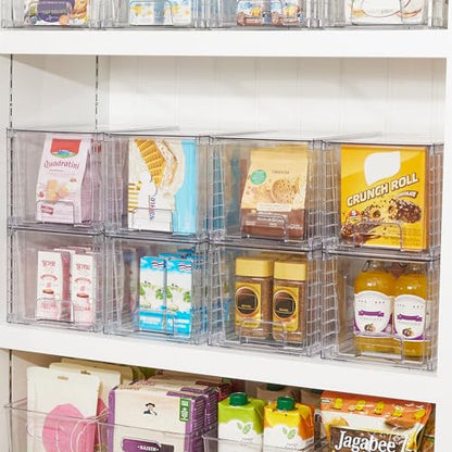Vtopmart 8 Pack Stackable Clear Pantry Storage Drawers, Large - size: 4Pack 7"H (Pack of 2)