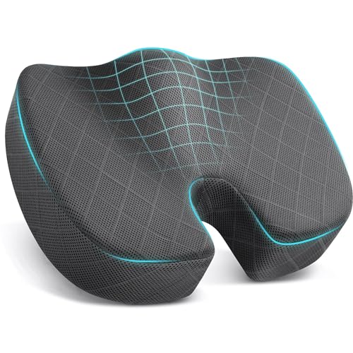 TushGuard Seat Cushion, Memory Foam Office Chair Cushion - Grey, Large - color: Grey, size: Large
