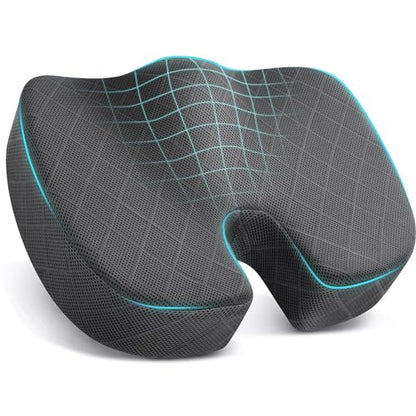 TushGuard Seat Cushion, Memory Foam Office Chair Cushion - Grey, Large - color: Grey, size: Large