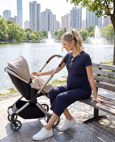 Womens Maternity Pajamas 2 Piece Set Short Sleeve - color: Navy, size: XX-Large