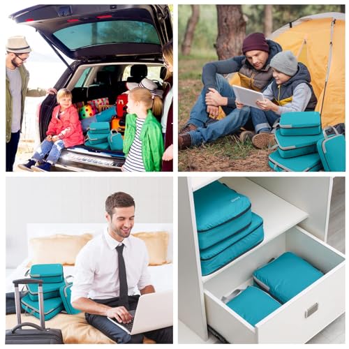 Gonex Compression Packing Cubes, 4-Piece Expandable Travel Organizers - color: 4-Blue, size: 4 Set