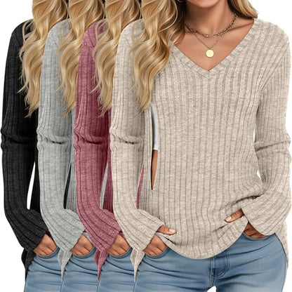 4 Pack Women's Maternity Nursing Tops - color: Black, Light Gray, Red, Apricot, size: Small