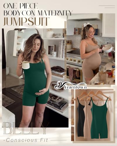 3 Pack Women's Maternity Jumpsuit Shorts - color: Dark Green, Light Khaki, Black, size: Large