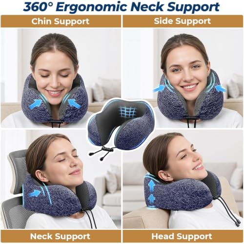 ExploreBliss Travel Pillow, Neck Pillow Airplane, Mottled Blue - color: Mottled Blue