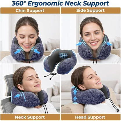 ExploreBliss Travel Pillow, Neck Pillow Airplane, Mottled Blue - color: Mottled Blue