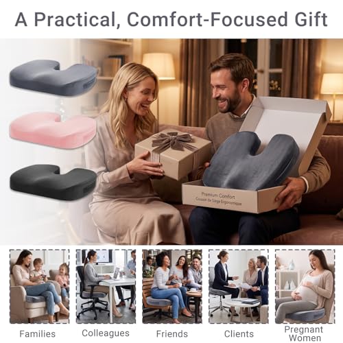 Office Chair Cushion, Memory Foam Seat Cushion for Tailbone Pain, Grey - color: Grey
