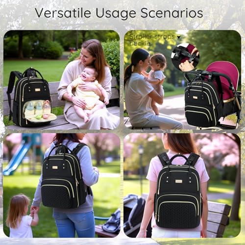AIJIEKE Diaper Bag Backpack, Large Multi-functional Diaper Backpack, Black - color: Black