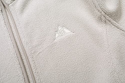 GIMECEN Women's Full Zip Soft Polar Fleece Jacket Outdoor Recreation Coat - color: Beige, size: Medium