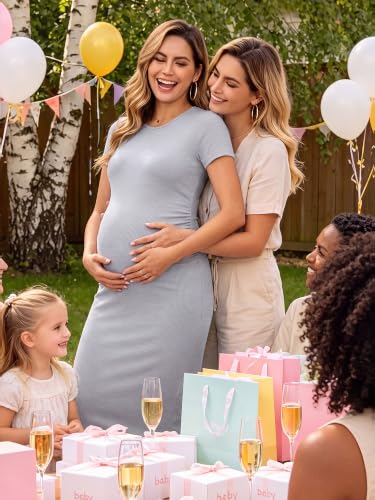 Maternity Dress Baby Shower Wedding Guest Bodycon - color: Grey, size: Medium