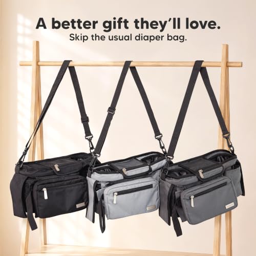 KeaBabies Stroller Organizer Bag, Stroller Caddy, Cup Holder (Mystic Gray) - color: Mystic Gray