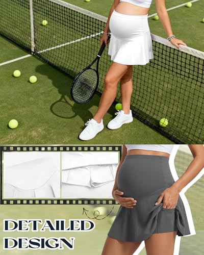 3 Pack Maternity Skirts Tennis Skorts - color: Black, Dark Gray, White, size: Small
