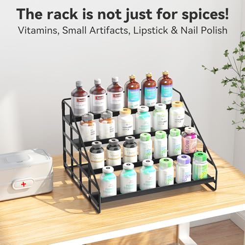 Bunoxea 4 Tier Adjustable Spice Rack for Cabinet & Countertop, Black 2Pack - size: 2 Pack