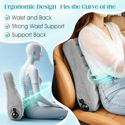 Portable Lumbar Pillow Inflatable Support Pillow - Inflatable Waist Cushion - color: Grey