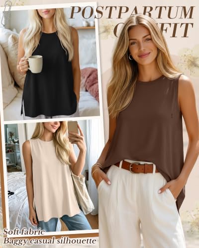 4 Pack Nursing Breastfeeding Tank Tops - color: Charcoal Gray, Cream, Brown, Black, size: Small