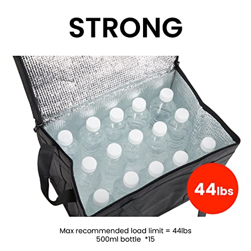 NZ home Insulated Food Bag, Portable Cooler Tote (Large, Black, 2 Pack) - color: Black, size: Large