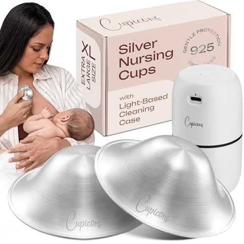 Silver Nursing Cups, Nipple Covers for Breastfeeding, XL - size: X-Large