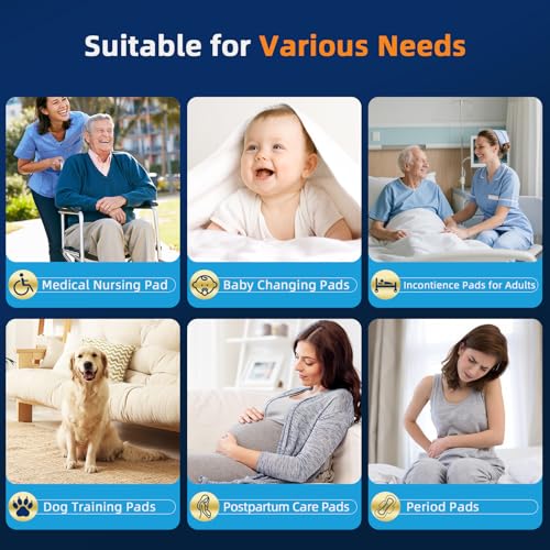 AAY Disposable Bed Pads with Adhesive Strips 36" x 36" (50 Count) - size: 36"X36"-50 with Adhesive