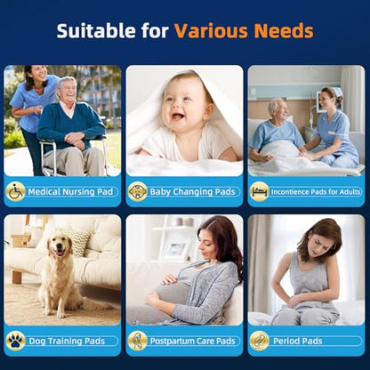 AAY Disposable Bed Pads with Adhesive Strips 36" x 36" (50 Count) - size: 36"X36"-50 with Adhesive
