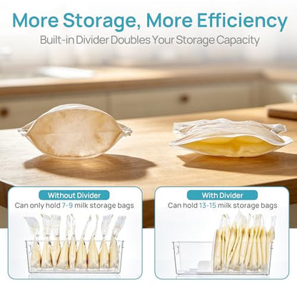 Vtopmart 4 Pack Breast Milk Storage Bags Container with Adjustable Dividers - size: 4 Pack