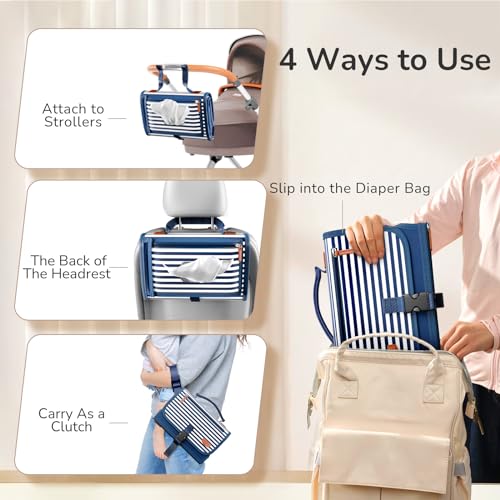 Alatino Portable Diaper Changing Pad, Wipe Clean, Large 25x22,Navy Blue - color: Navy Blue