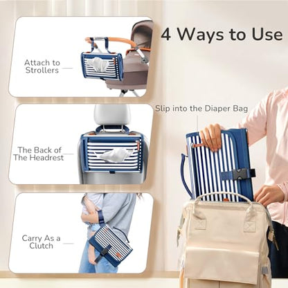 Alatino Portable Diaper Changing Pad, Wipe Clean, Large 25x22,Navy Blue - color: Navy Blue