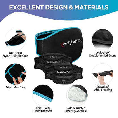 Comfytemp Ice Pack for Back Pain Relief, 2Pcs, Sciatica Brace Reusable Gel - color: Black, size: Standard