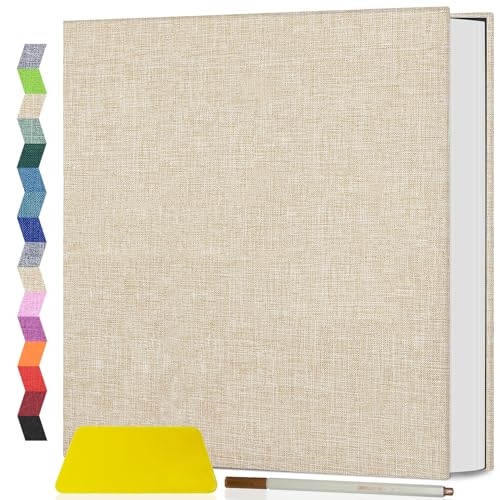 Popotop Photo Album Self Adhesive Scrapbook Album for 4x6 5x7 8x10 Pictures DIY Photo Book as Scrapbooking Supplies Kits, Birthday Gifts for Women Mom Wedding Baby Family Travel - color: Beige, size: 11.5"x10.4" 40pages